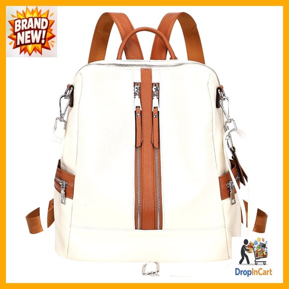 Genuine Leather Convertible Backpack Purse Elegant Casual Daypack Crossbody